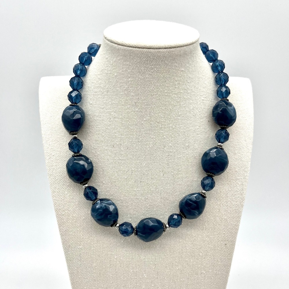 Robert Rose‎ Beaded Necklace Blue Faceted Beads Costume Jewelry